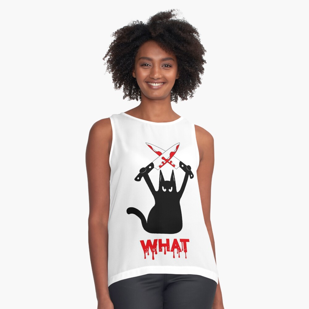 black cat holding knife shirt