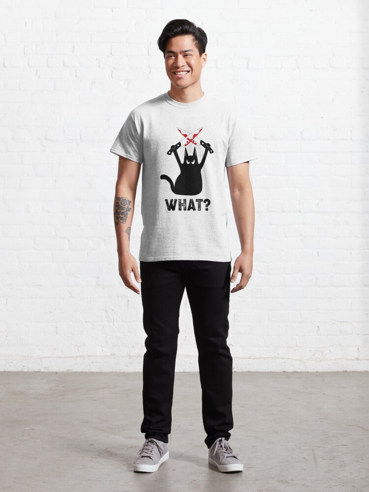 black cat holding knife shirt