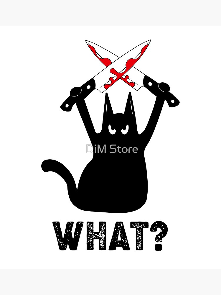 Thumbnail 2 of 2, Greeting Card, Funny Black Cat Holding Knife | Murderous Black Cat with Knife | Funny Humor Black Cat For Cats Lovers Saying Gifts designed and sold by wassimtechnical.