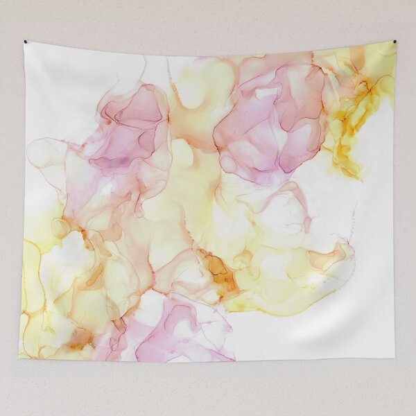 Item preview, Wispy Pink and Yellow: Original Alcohol Ink Painting designed and sold by herzart.