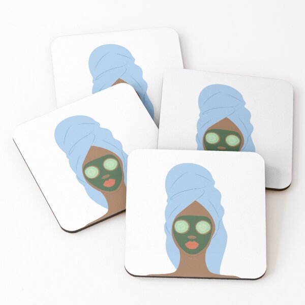 Item preview, Woman with Hair Wrap and Cucumber Face Mask Spa Day designed and sold by elmma design.