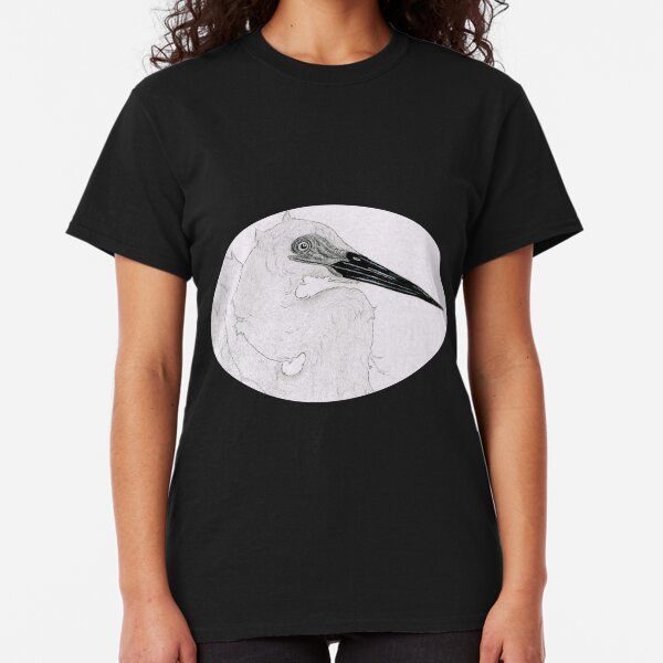 Black and White Smiling Egret Classic T-Shirt