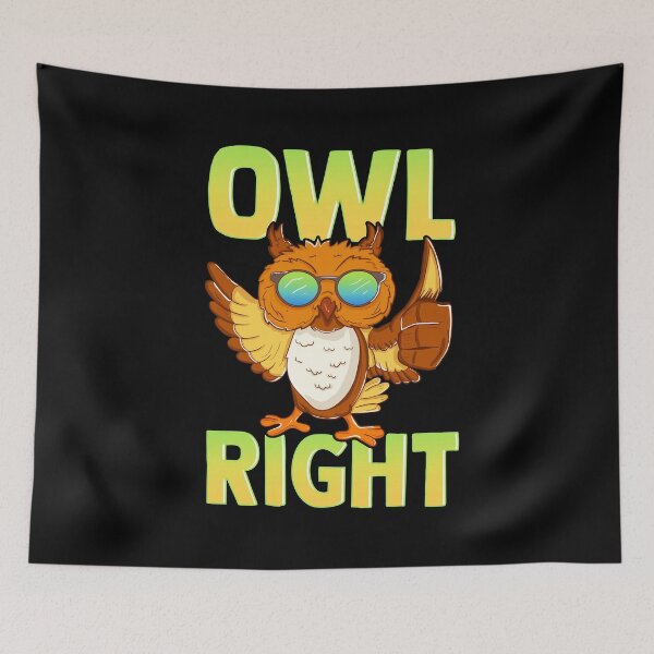 Item preview, Funny Owl Right Thumbs Up Hippie Cute Alright Pun designed and sold by perfectpresents.