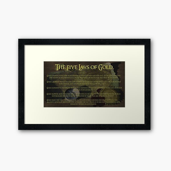 The Five Laws of Gold Framed Art Print