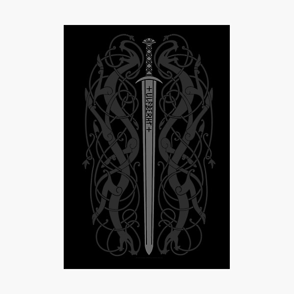 Ulfberht Sword and Dragons Photographic Print