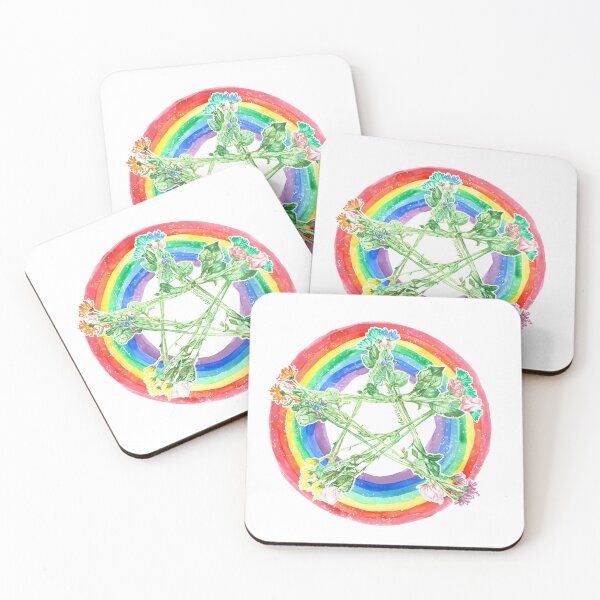 Artikelvorschau, Regenbogen-Pentagramm mit botanischen Blumen entworfen und verkauft von elissartist.