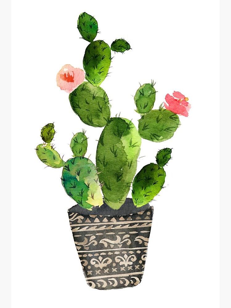 Watercolor hand painted cactus Art Board Print