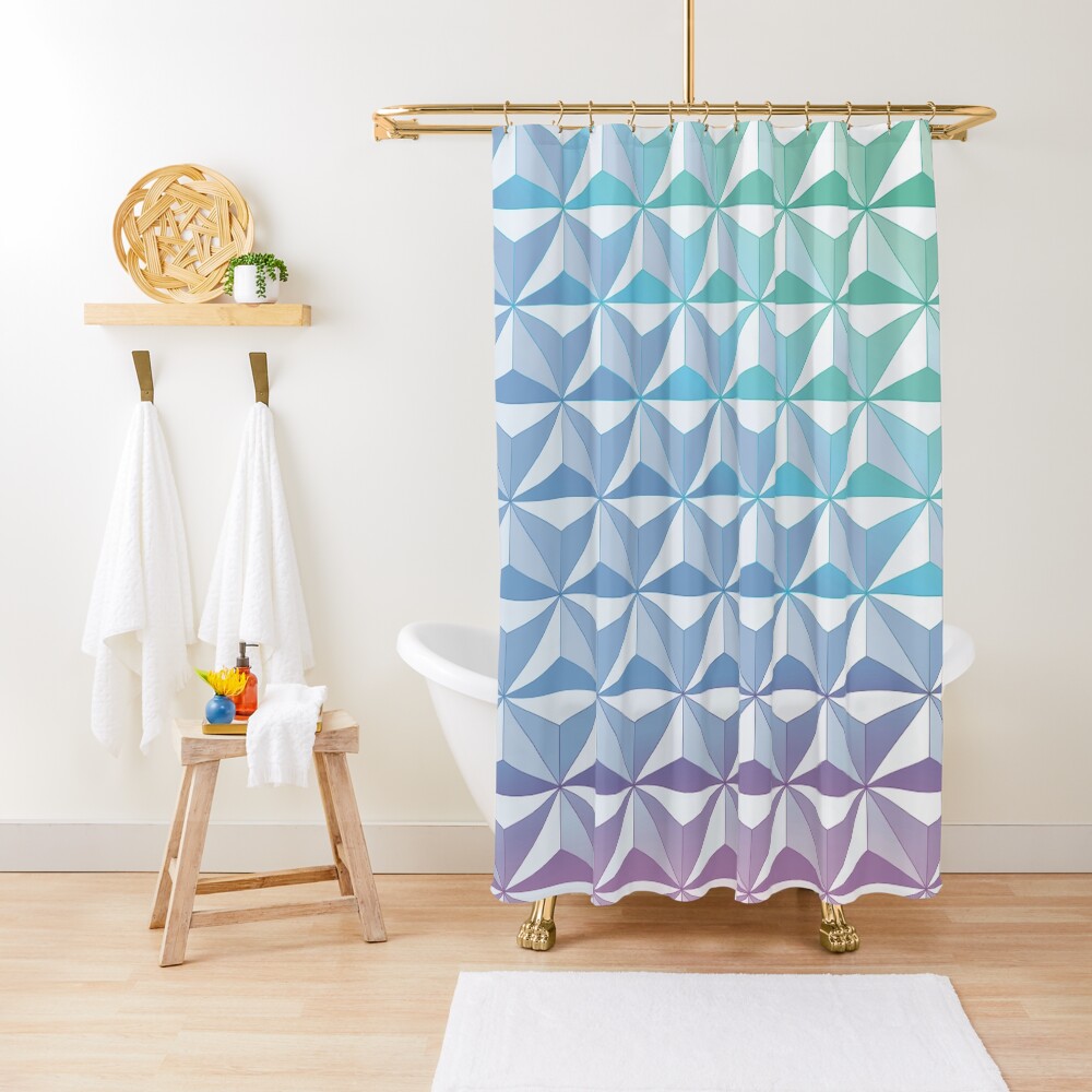 Geodesic Sphere, Blue Shower Curtain