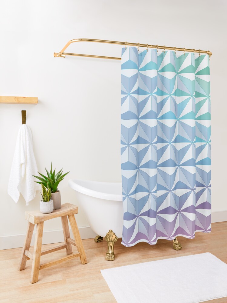 Alternate view of Geodesic Sphere, Blue Shower Curtain