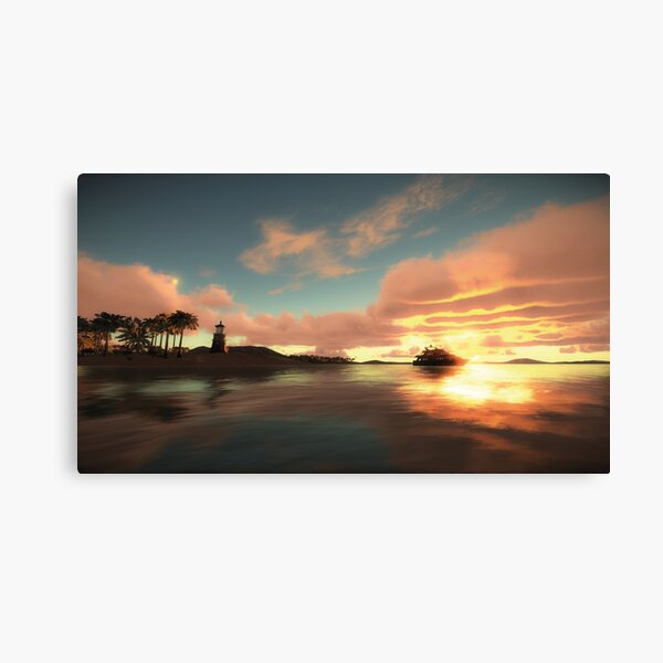 Light House at Tropical Sunset Canvas Print