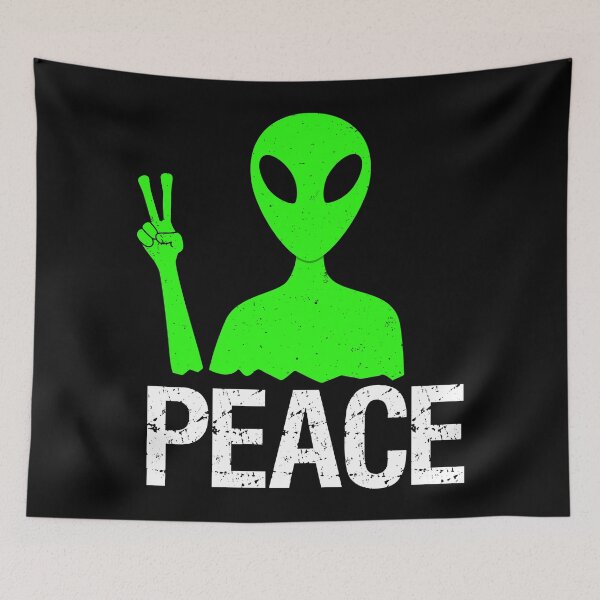 Item preview, Green Alien with Peace Hand Gesture designed and sold by mrhighsky.