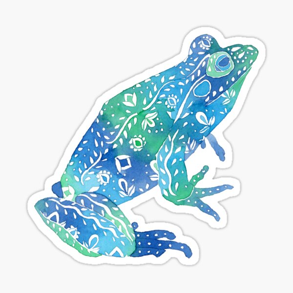 Flower Power Frog - Water Tones Sticker