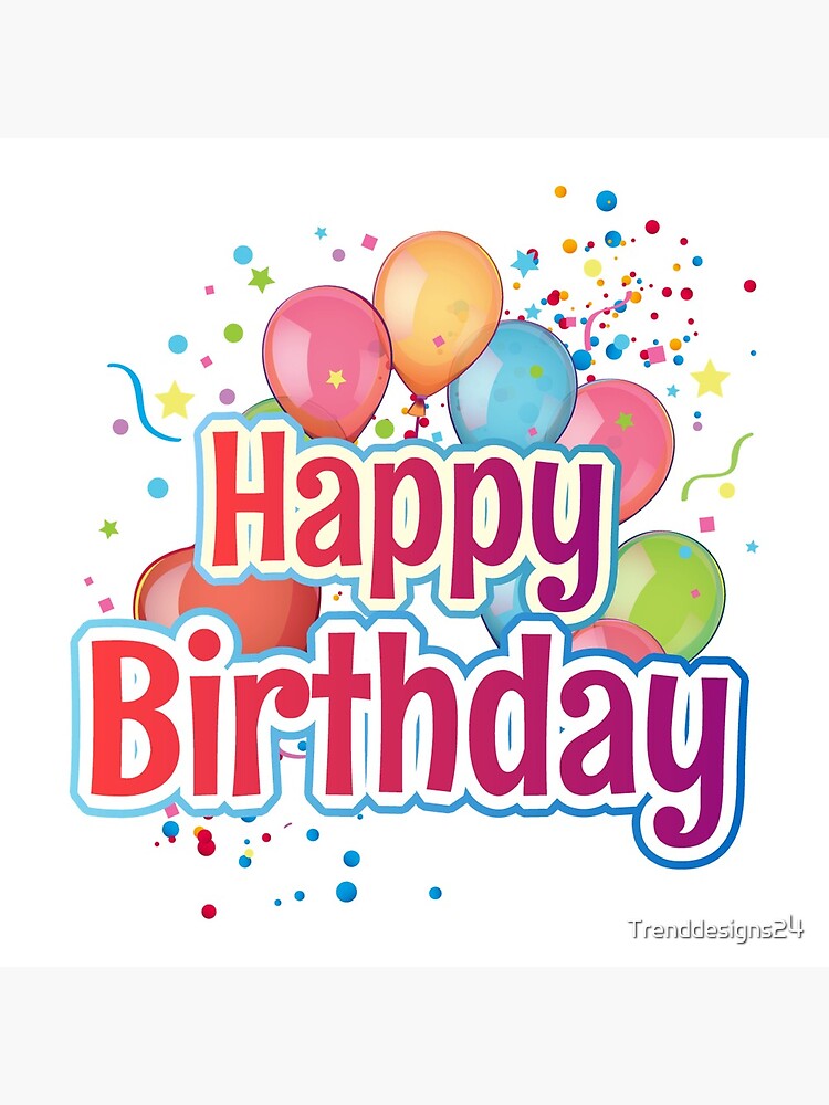 Postal con la obra «2 dos años de cumpleaños con globos - 2 dos años de  feliz cumpleaños con globos» de Trenddesigns24