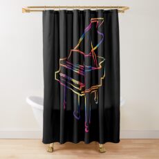 Piano Gift for Piano Player Multicolor Tie Dye Piano Shower Curtain
