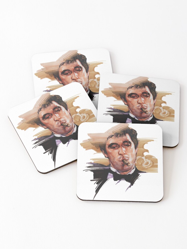 Scarface Painting Tony Coasters Set Of 4 By Domskalis Redbubble