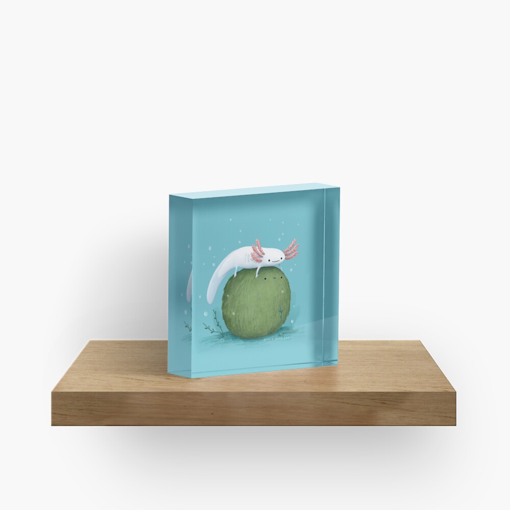 Axolotl on a Mossball Acrylic Block