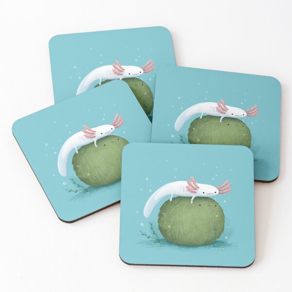 Axolotl on a Mossball Coasters (Set of 4)