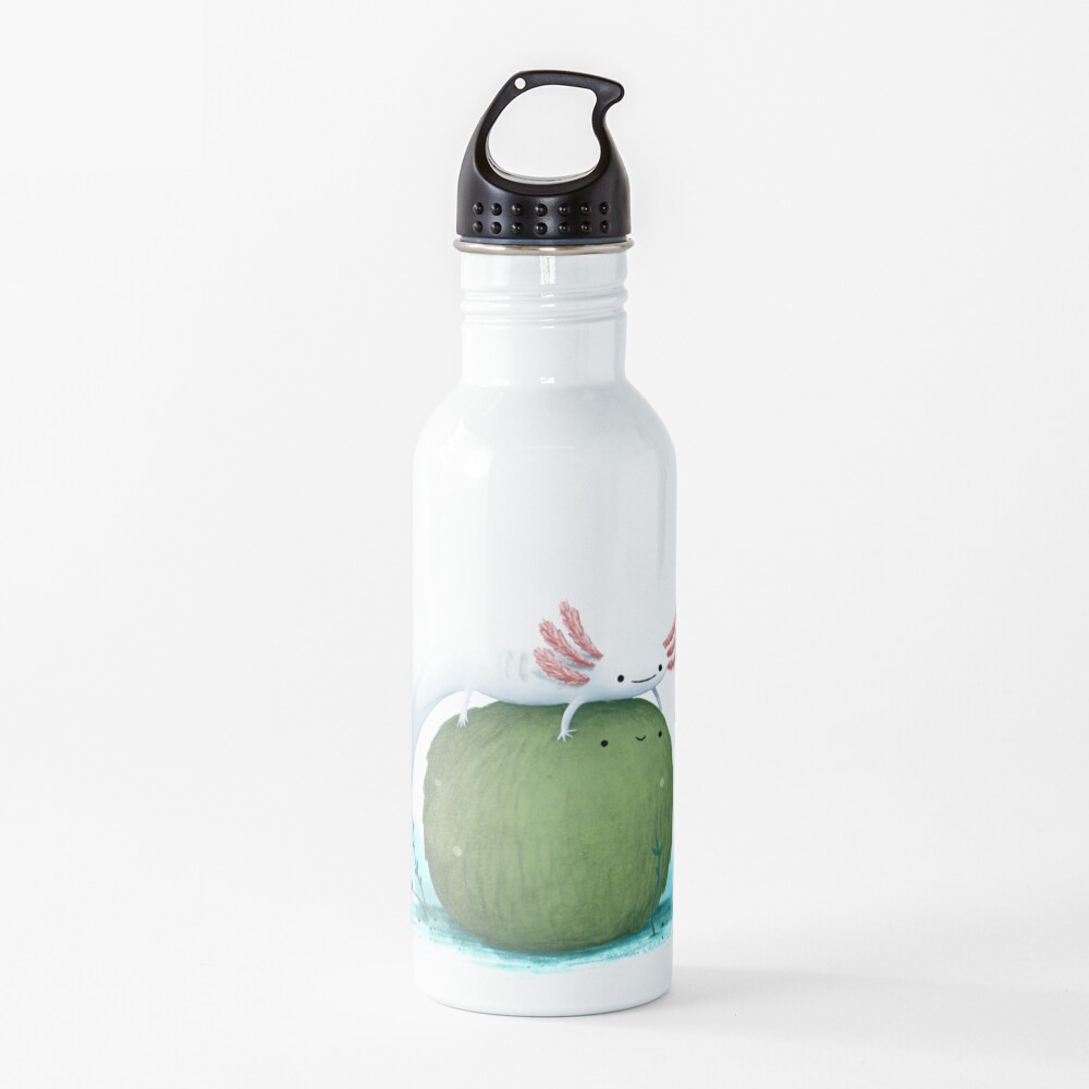 Axolotl on a Mossball Water Bottle