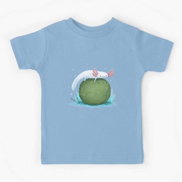 Axolotl on a Mossball Kids T-Shirt