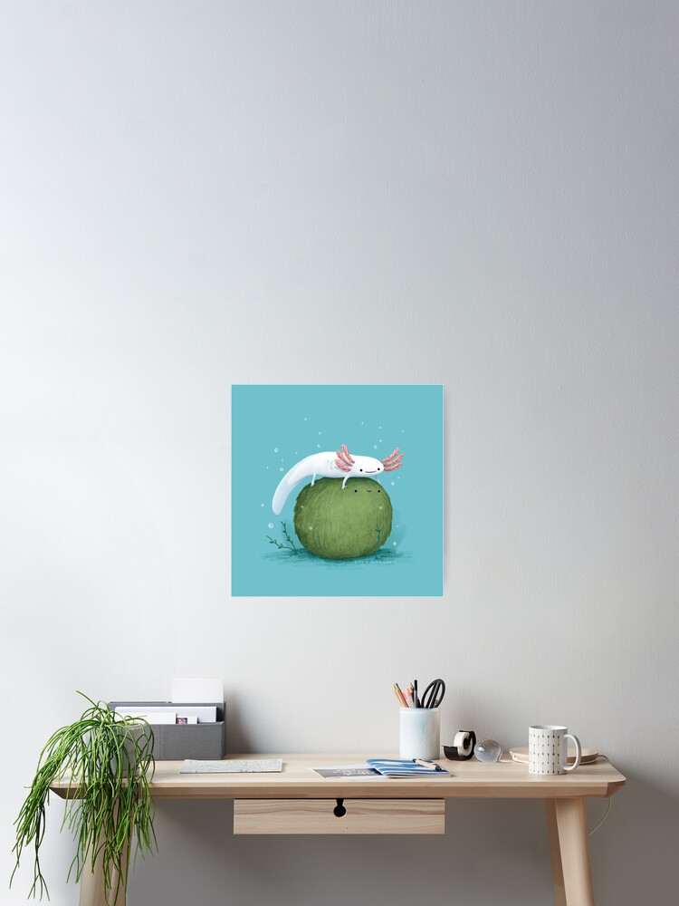 Alternate view of Axolotl on a Mossball Poster