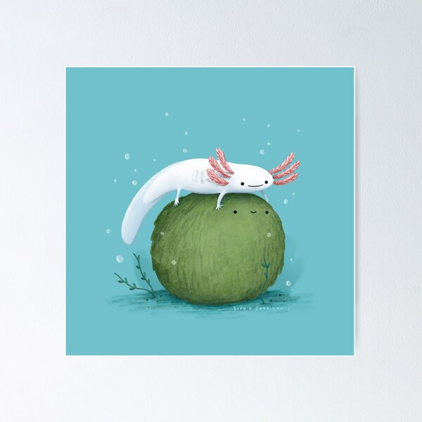 Item preview, Axolotl on a Mossball designed and sold by Sophie Corrigan.