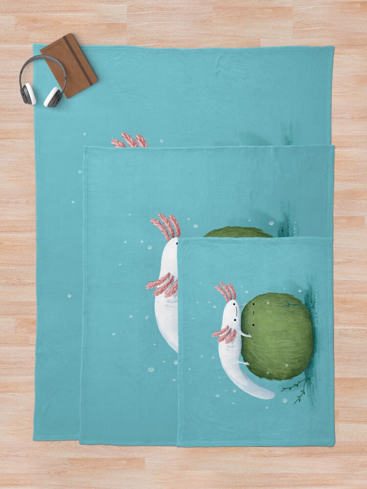Alternate view of Axolotl on a Mossball Throw Blanket