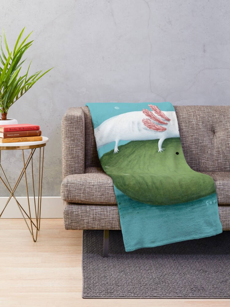 Alternate view of Axolotl on a Mossball Throw Blanket
