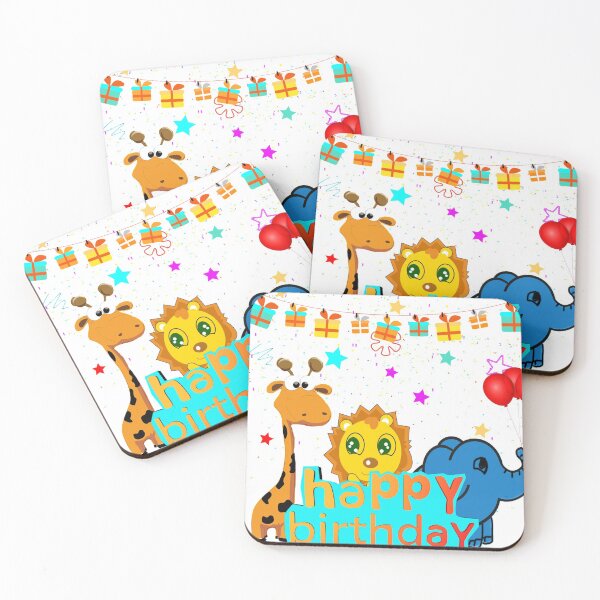 Item preview, Kids Birthday Zoo Animals Giraffe Lion and Elephant designed and sold by Trenddesigns24.