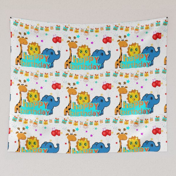 Item preview, Kids Birthday Zoo Animals Giraffe Lion and Elephant designed and sold by Trenddesigns24.
