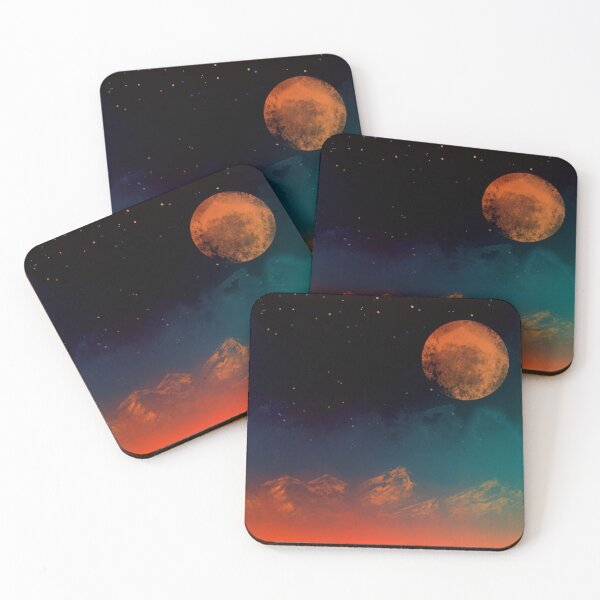 Item preview, Fantasy landscape with red moon and mountains designed and sold by siwabudda.