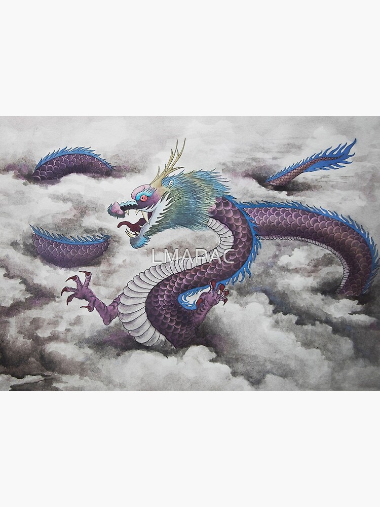 Download Chinese Dragon In The Clouds Draw Art Board Print By Lmapac Redbubble