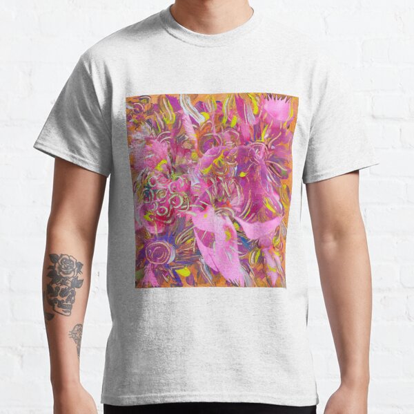 pink orange flower abstract art Classic T-Shirt