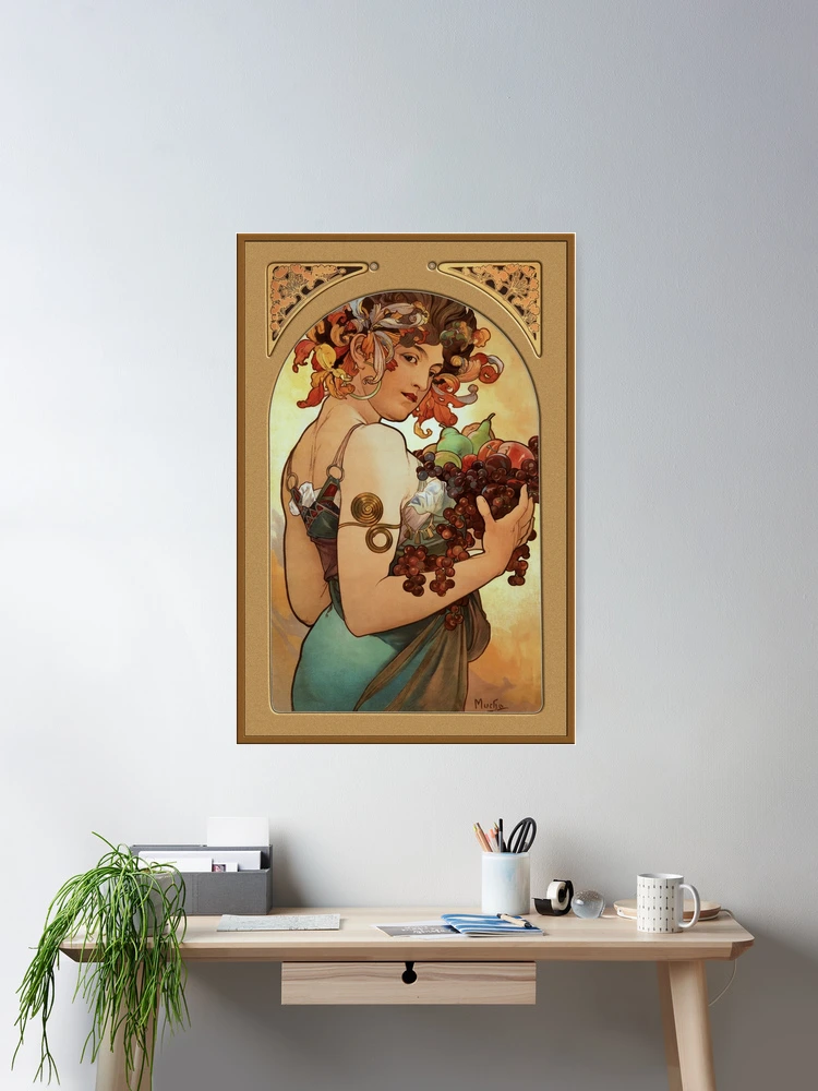 Fruit by Alphonse Mucha Art Nouveau Fantasy Portrait Wall Decor Poster Art Print
