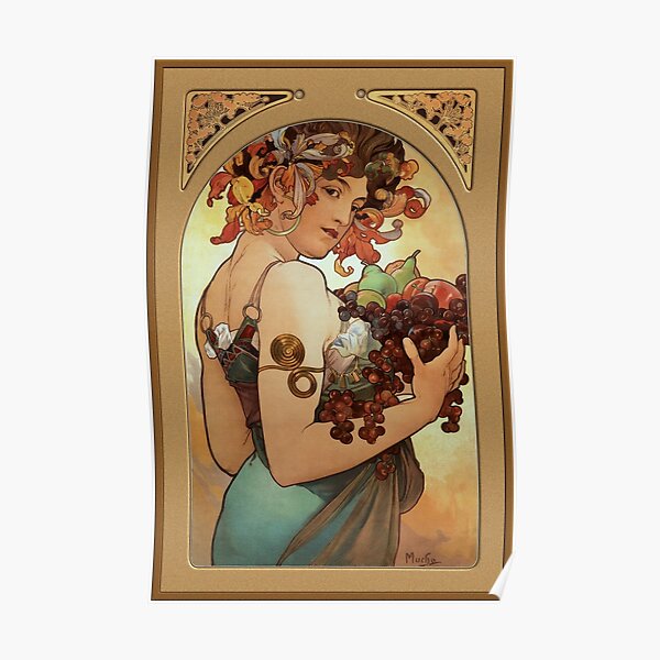 Fruit by Alphonse Mucha Art Nouveau Fantasy Portrait Poster