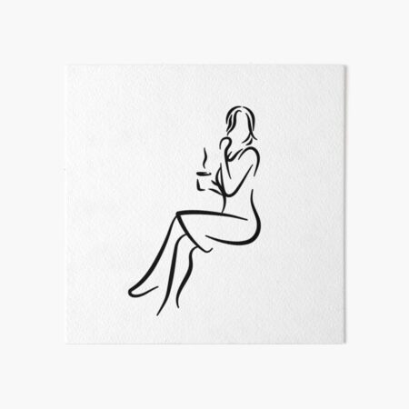 Elegant Lady Minimalist Line Drawing Art Board Print