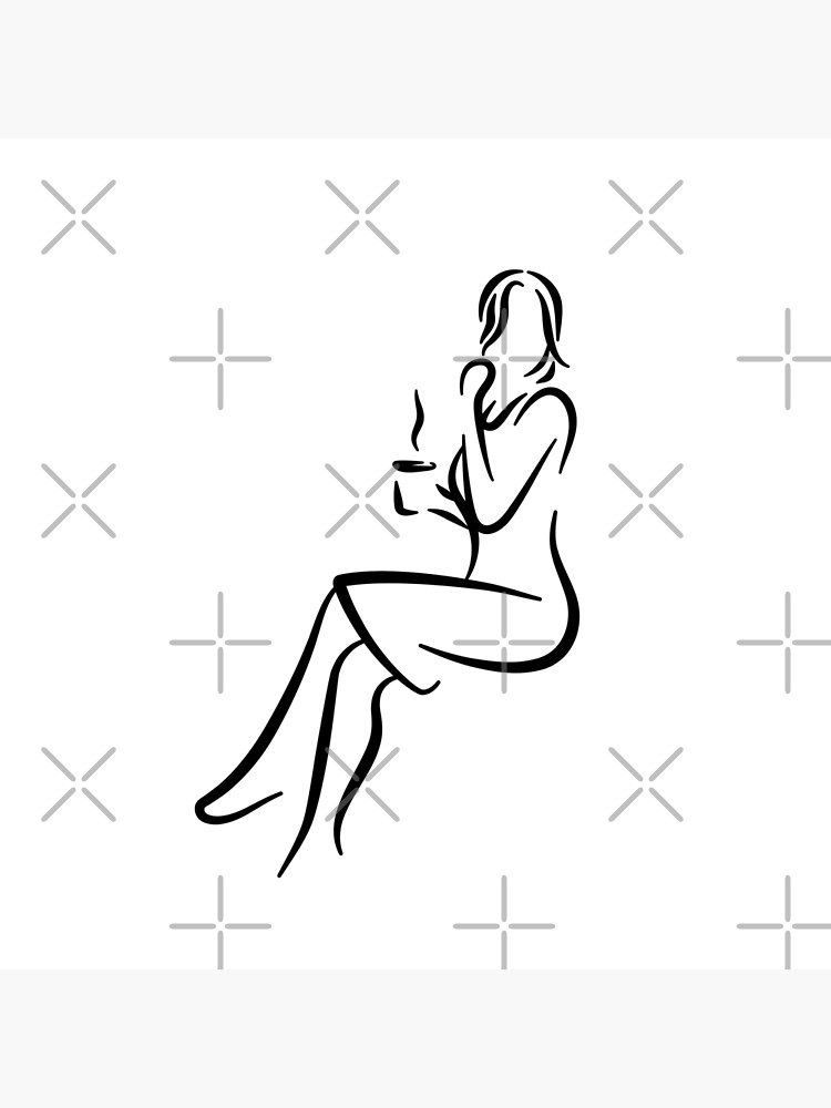 Elegant Lady Minimalist Line Drawing by RyanDraws