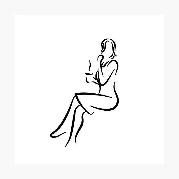 Elegant Lady Minimalist Line Drawing Photographic Print
