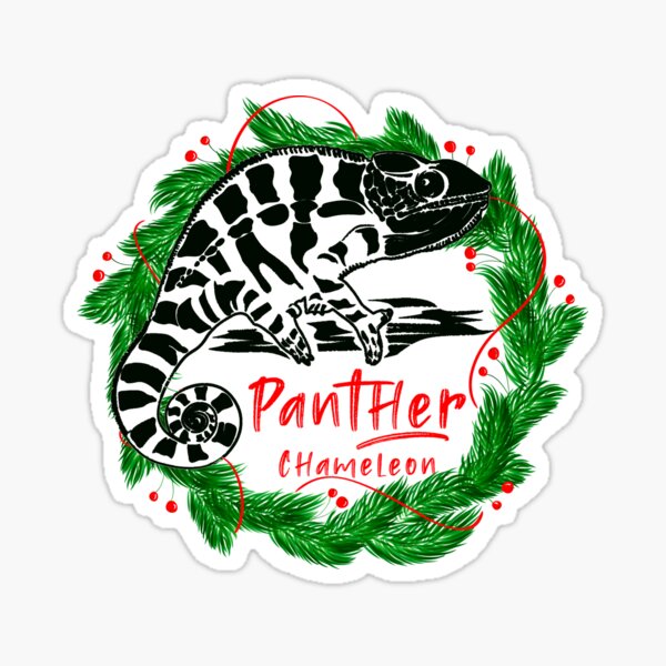 Panther Chameleon Christmas Wreath Sticker