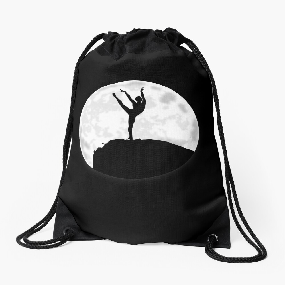 Male Ballet Dancer Under The Moon Drawstring Bag