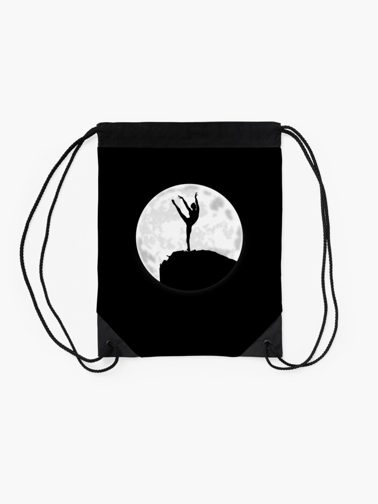 Alternate view of Male Ballet Dancer Under The Moon Drawstring Bag