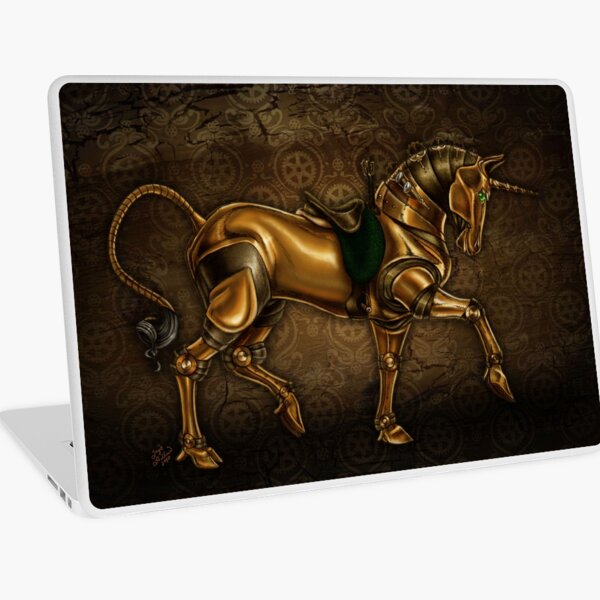 Steampunk Unicorn Damask Laptop Skin