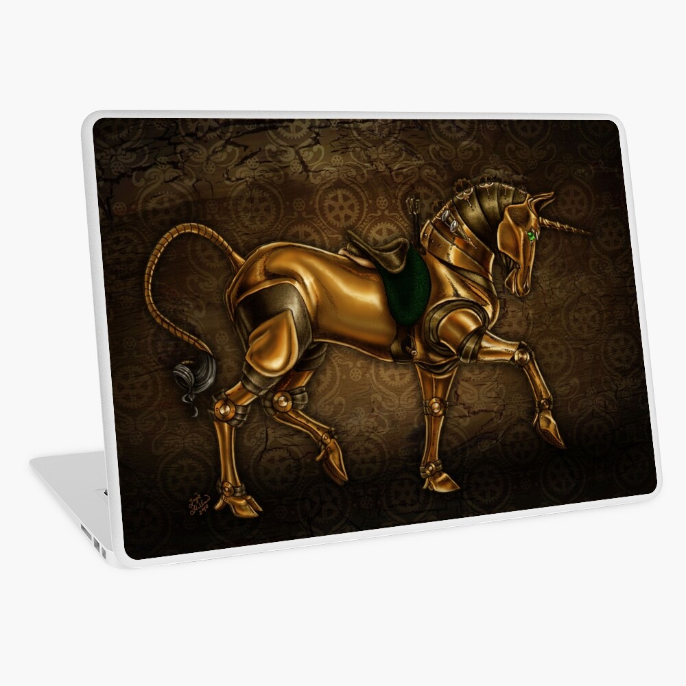 Steampunk Unicorn Damask Laptop Skin