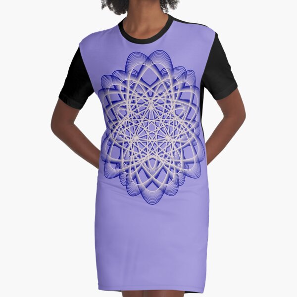 Abstract Blue Violet Atomic Swaps Graphic T-Shirt Dress