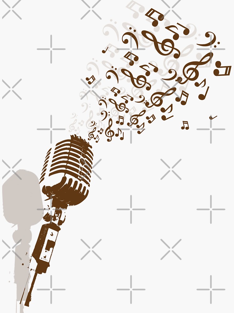 Old microphone and music&quot; Sticker for Sale by The-Lark-Inn | Redbubble