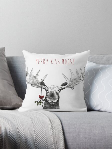 Merry Kiss Moose Christmas Mistletoe Pillow for Sale by DZung123 Redbubble