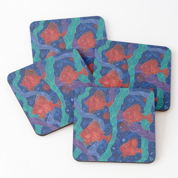 Item preview, Red Fish Seaweed Underwater Art Sea Ocean Animals designed and sold by Julia Khoroshikh.