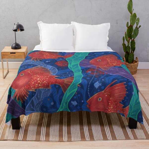 Item preview, Red Fish Seaweed Underwater Art Sea Ocean Animals designed and sold by Julia Khoroshikh.