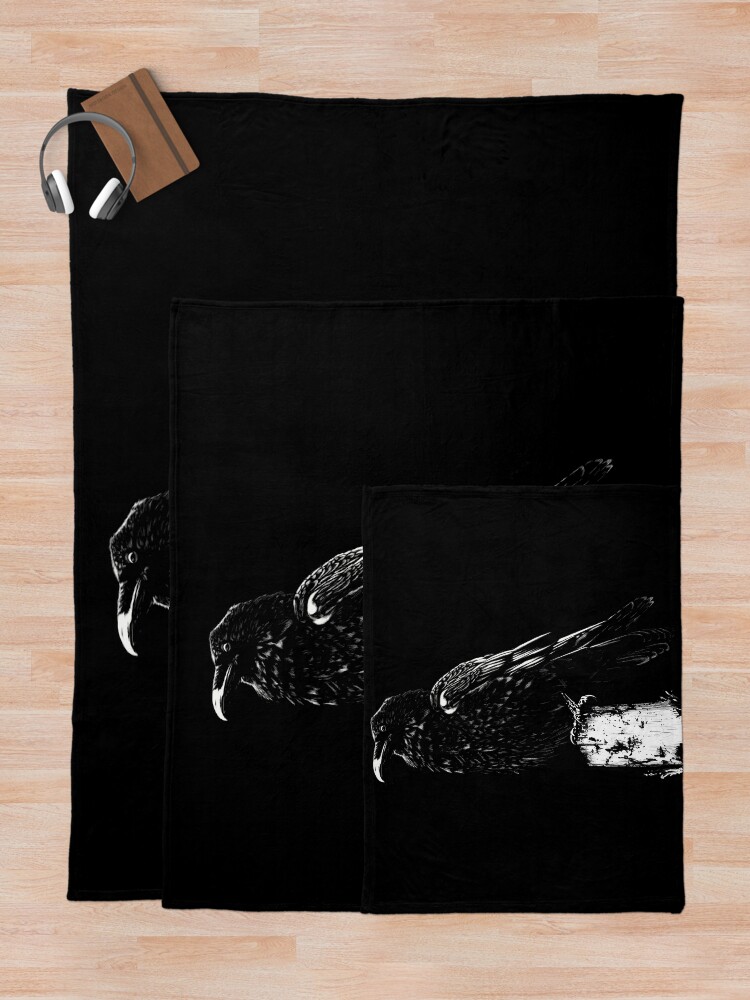 Alternate view of Raven #1 on black Throw Blanket
