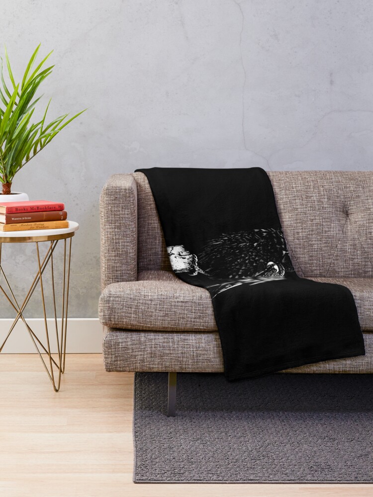 Alternate view of Raven #1 on black Throw Blanket