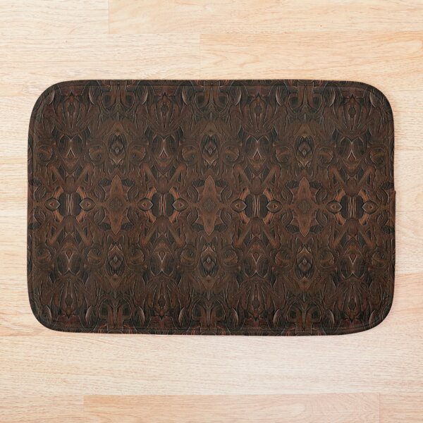 Carved Walnut Wood Bath Mat
